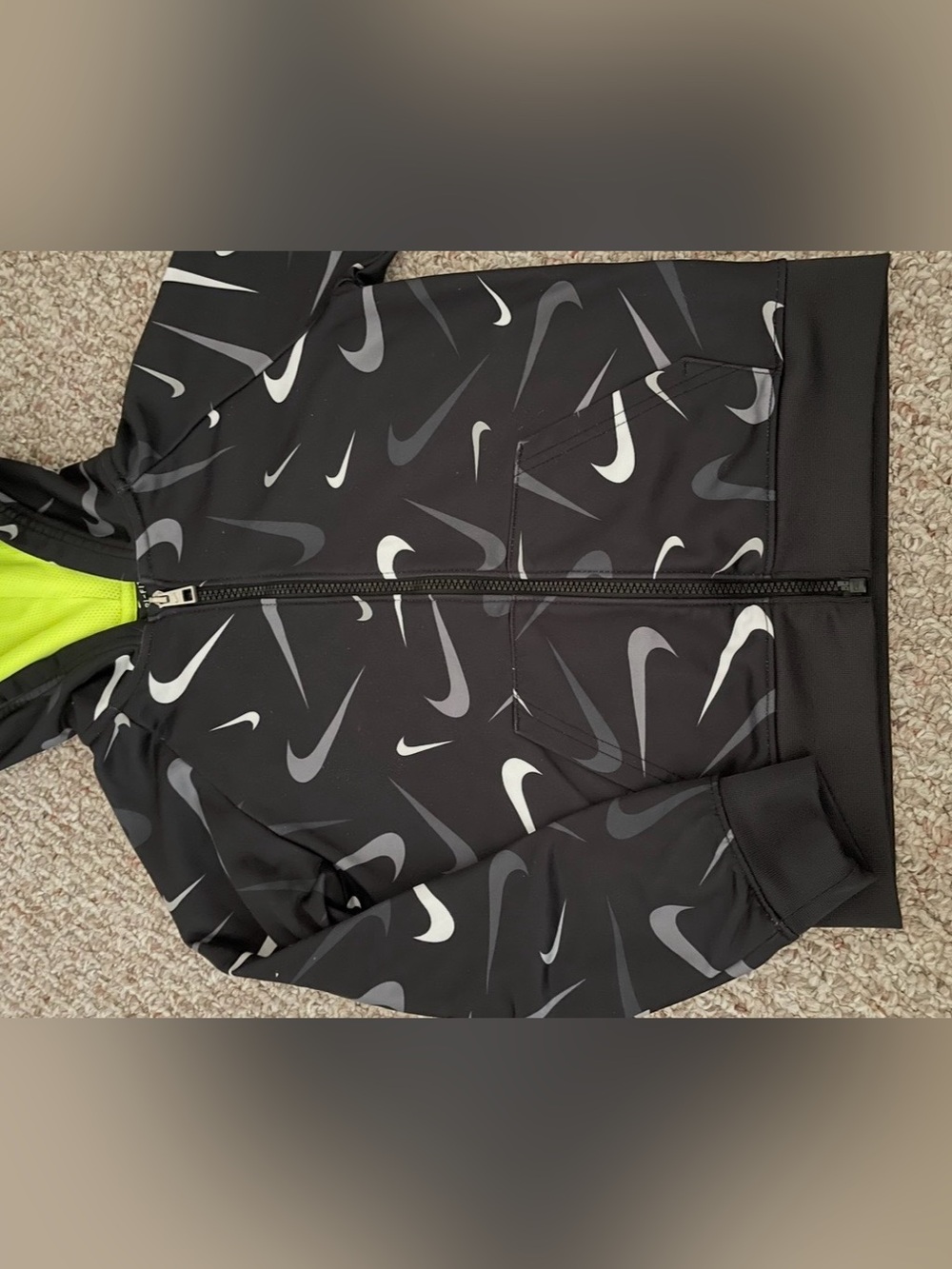 Nike Kids Black & Lime Green Swoosh Hoodie with Gray & Black Joggers - Picture 16 of 16